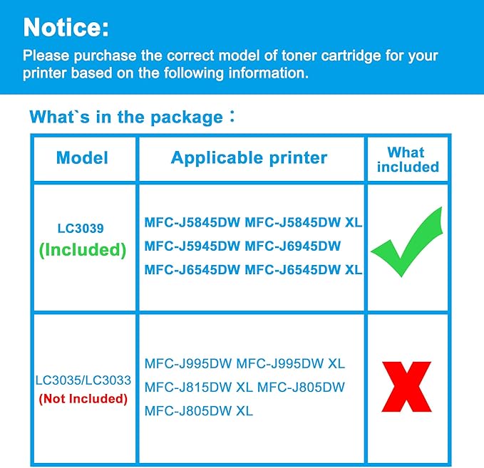 LCL Compatible Ink Cartridge Pigment Replacement for Brother LC3039 XXL LC3039XXL LC3039BK MFC-J5845DW MFC-J5845DW MFC-J5945DW MFC-J6945DW MFC-J6545DW MFC-J6545DW XL (2-Pack Black)