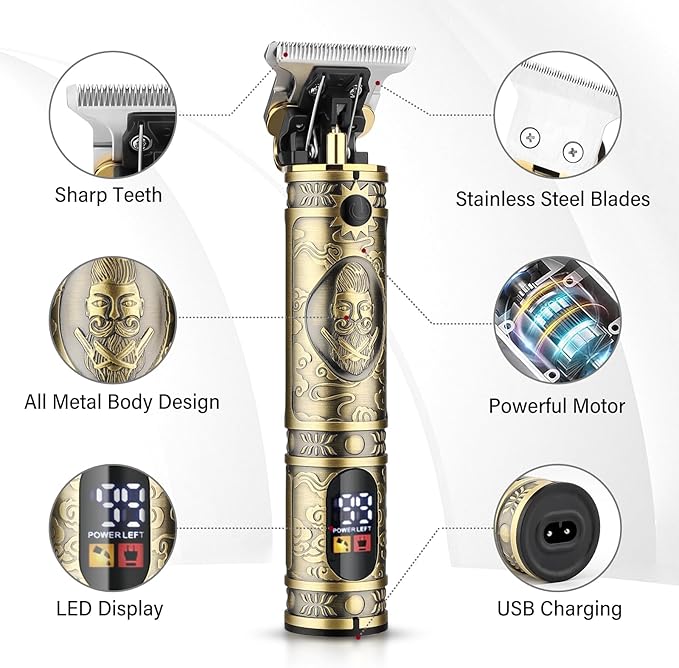 GSKY Hair Clippers for Men Professional, Beard Trimmer Kits & Sets, Cordless Mens Hair Trimmer, Electric Shavers, Haircutting Machine with LED Display, for Barber