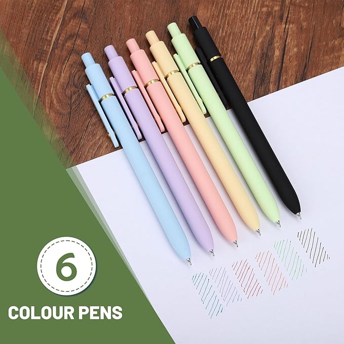 Ddaowanx Colorful Gel Pens, 0.5mm Fine Point Retractable, Cute Pens with Colored Writing and Sketching, Nursing School Essentials,School Supplies, Gifts for Nurse (12Pcs-Aesthetic Colors)