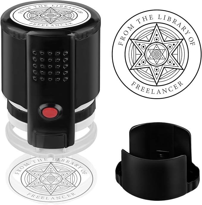 Custom Ink Stamp | Personalized Self Inking Stamp Gifts for Book Lovers, Readers, Teachers | 5 Ink Colors (Star-01)