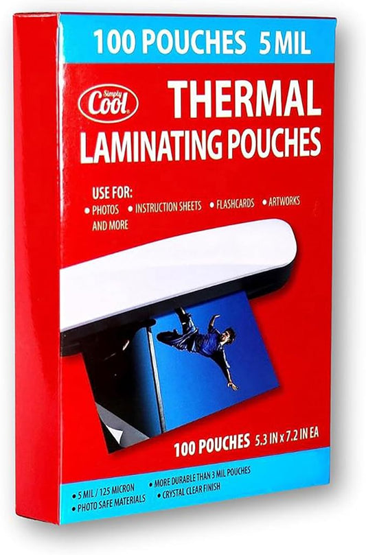5MIL Thermal Laminating Sheets (100 Count) 5.3x7.2 inch, Photo Size Dry-Erase Friendly Laminating Pouches, Compatible with Laminators, Crystal Clear Laminated Finish