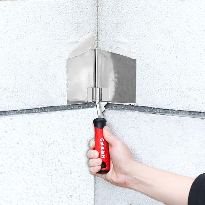 Goldblatt 2 Piece Drywall Corner Tool Set, 5'' Outside Corner Knife & 3-1/2'' Inside Corner Knife, with Soft Grip Handle - Stainless Steel Sheetrock External Corner Trowel & Internal Corner Trowel