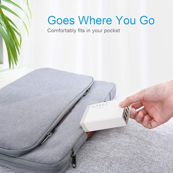 USB Wall Charger, Desktop USB Charging Station for Multiple Devices, 40W 8A, 5 Port,Travel Portable Charger for Cell Phone, Tablet