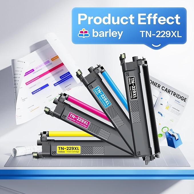 TN229XL TN229 Toner Cartridges 4 Pack High Yield Compatible TN229XL TN229 Replacement for Brother TN229XL TN-229XL TN229 XL HL-L3220CDW MFC-L3765CDW MFC-L3780CDW Printer.