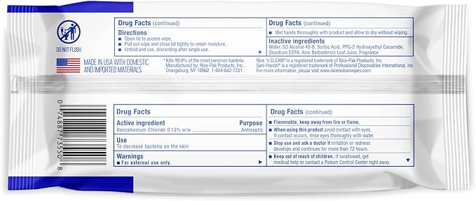 Nice 'N CLEAN Sensitive Skin Wet Hand Wipes 90ct (8-Pack) | Infused with Aloe | Hypoallergenic Wipes More Effective than Gel