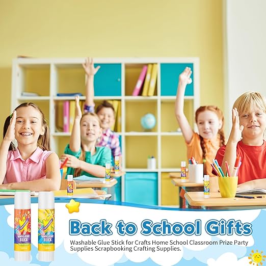 Zubebe 200 Pcs White Glue Stick Bulk Back to School Gifts First Day Sets 0.32 oz Washable Glue Stick for Crafts Home Classroom Prize Party Supplies Scrapbooking Crafting Supplies (Star)