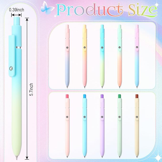 Epakh Gel Pens, 10 Pcs 0.5mm Quick Dry Black Ink Fine Point Smooth Writing Pens High End Series Retractable Aesthetic Ballpoint for Office School Supplies Women Men Gifts(Macaron Color,Classic)