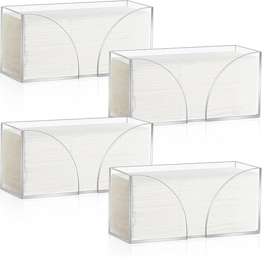 4Pack Clear Paper Towel Dispenser Countertop Acrylic Paper Towel Holder for Bathroom Folded Paper Towel Dispenser Clear Trifold Napkin Holder for Z-fold, C-fold, MultiFold Trifold