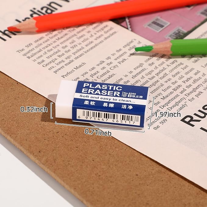 Yeaqee 300 Pcs White Pencil Erasers Bulk Soft Art Erasers School Pencil Erasers for Drawing Kids Student Artist Office Home Writing 1.57 x 0.71 x 0.31 Inch