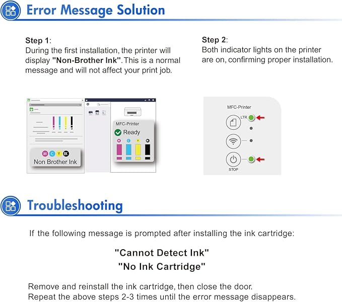 LC404XL LC404 Ink Cartridges for Brother Printer 404XL LC 404 XL for MFC-J1205W MFC-J1215W MFC J1205W J1215W - 4 Pack High Yields Black Cyan Magenta Yellow
