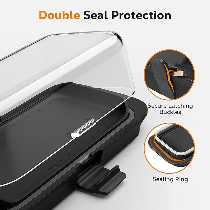 Pisol Large Butter Dish with Lid for Countertop and Fridge Refrigerator Door Shelf, Airtight 250g Butter Keeper for East Coast/West Coast/European/Kerrygold Butter/French Butter/Cream Cheese