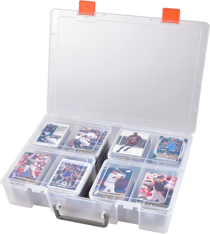 ALCYON 1600+ Baseball Card Storage Box, Sports Cards Holder Organizer Hard Plastic Display Case Compatible with Baseball/Football/for MTG/for PM for Collector (Bag Only)
