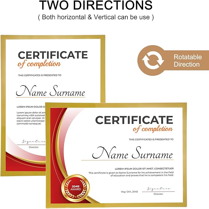 uxcell 2 Pcs Magnetic Sign Holder, 11.7" x 16.5" Self-Adhesive Magnetic Wall Signs Holder Magnetic Picture Frame Document Holder for Home Office Wall Window Displays, Gold