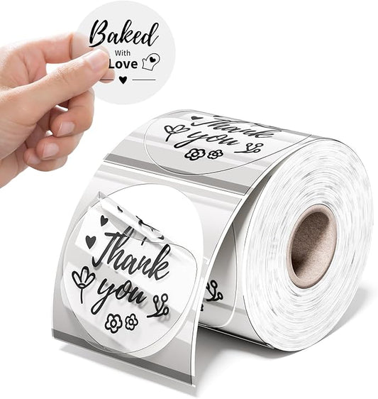 Phomemo 2 Inch Transparent Round Thermal Label, Multi-Purpose Clear Labels for D520BT 249WiFi Thermal Printer for, Self-Adhesive Circle Sticker Label for Personalized & Business Logo - 500pcs / Roll