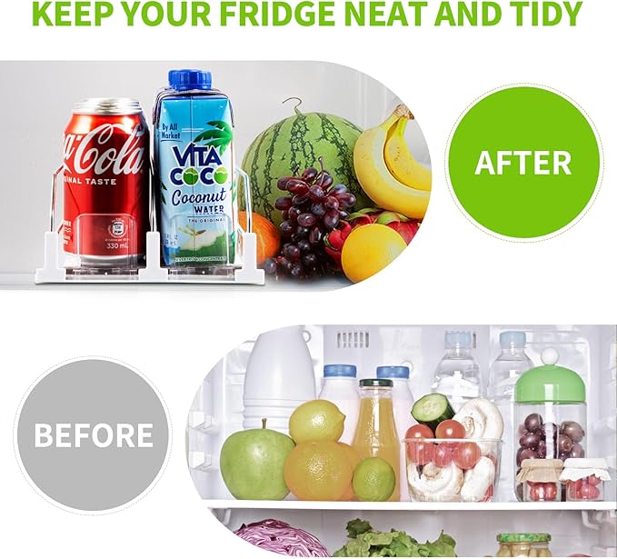 Drink Organizer for Fridge, Soda Can Dispenser for Refrigerator, Automatic Drink Dispenser for Fridge Holds up to 10 Cans, 2 Row