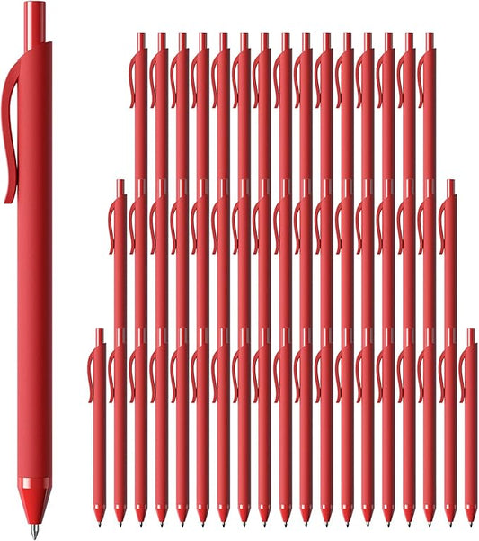 50 Pack Red Ink Pens - Bulk Pens, 1.0MM Medium Point Ballpoint Pens, Smooth Writing No Bleed Retractable Ball Point Pen (Red)