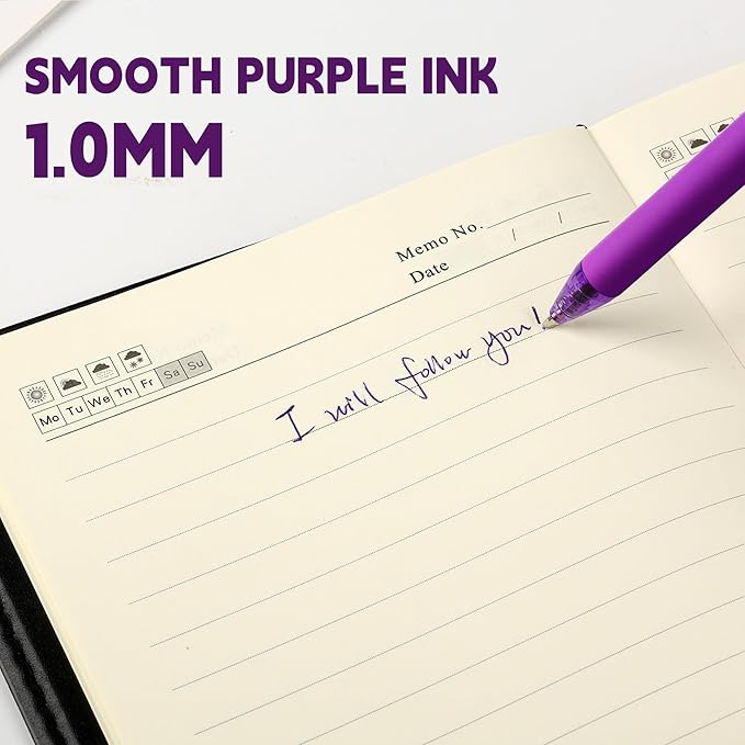 deegtran Pens Bulk, 50 Pack Smooth Purple Ink Ballpoint Pen, Wholesale Retractable Pens, No Bleed Aesthetic Click Pen Medium Point, 1.0MM