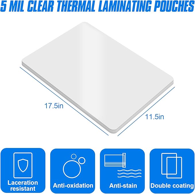 HERKKA 100 Pack Laminating Sheets, Hold 11 x 17 Inch Sheet, 5 Mil Clear Thermal Laminating Pouches 11.5 x 17.5 Inch Lamination Sheet Paper for Laminator, Round Corner