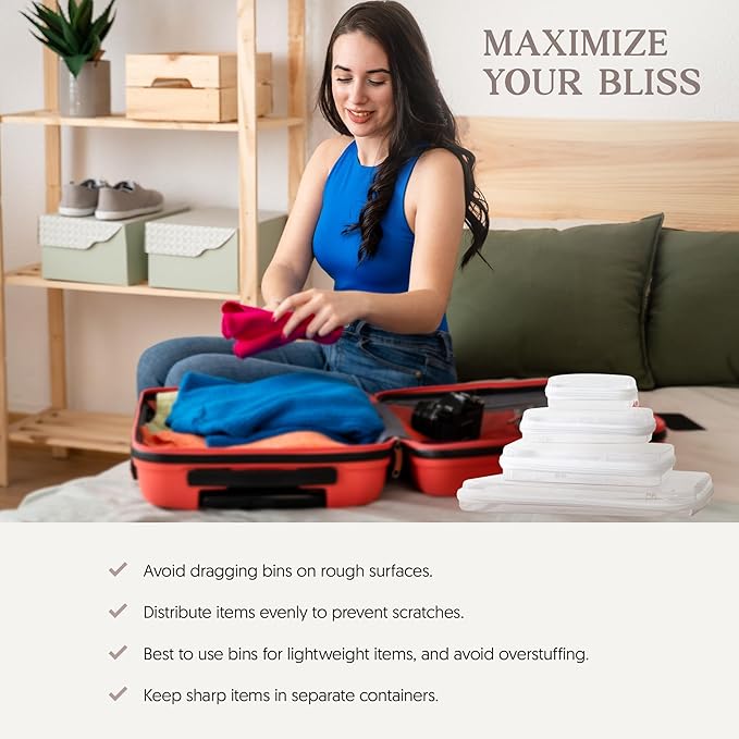 Maple & Lark Bliss Bins - Hard Sided Clear Zipper Case for Storage - Professional-Grade Plastic Clear Zipper Pencil Case, Toiletry Pouch, Travel Organizer, Cosmetic Bag, Toy Storage Bins (2 Pack, S)