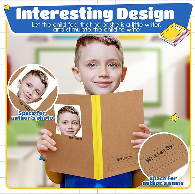 Henoyso 10 Pcs Primary Composition Notebook 9 3/4 x 7 1/2 Inch Kids Journal, Back to School Supplies, K-2 Primary Writing Notebook for Kids Student Draw and Write Story Journal (Stylish Color)