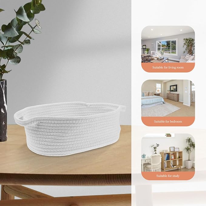 BESPORTBLE 2pcs Cotton Rope Storage Baskets with Handles Woven Small Shelf Bins for Clothes Home Organization and Decorative Use