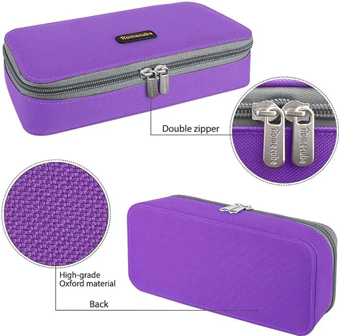 Homecube Pencil Case Large Capacity Storage Oxford Cloth Bag Pouch Marker Stationery Organizer Holder with Zipper for School & Office - 9.06x4.72x2.56 inches Purple