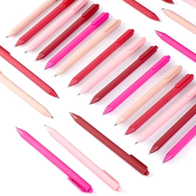 25 Pcs Ballpoint Pens Bulk Retractable Writing 1. 0 mm Black Ink Cute Pens Smooth Writing Color Fancy Gift for Teacher Student Employee Office School Home Baby Shower Supplies (Pink Series)