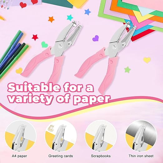 UCEC Heart Shape Single Paper Hole Puncher, Heart-Shape Handheld Hole Paper Punch, 1 Pack 1/4" Metal Single Hearts Hole Paper Punch with Soft-Handled for DIY Craft Tags Clothing Ticket