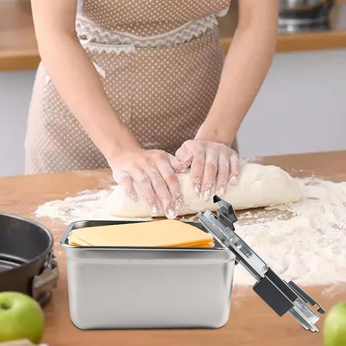 Cheese Container for Refrigerator,Stainless Steel Cheese Container with Lids,Deli Meat Saver,Kitchen Storage Keeper,Fridge Organizer Stackable Sliced Grated,Shredded,Cheddar Cheeses Holder Box
