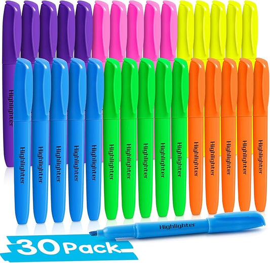 Duchong 30 Count Highlighters Assorted Colors, No Bleed Highlighter Markers for Teacher Students, Classroom Must Have, School Supplies for Adult Kids