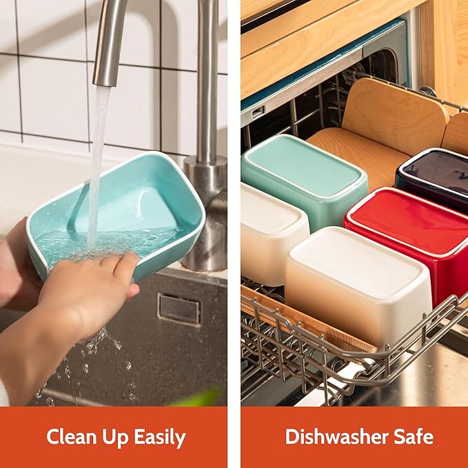 Sweese Large Butter Dish with Lid for Countertop, Airtight Butter Keeper Holds Up to 2 Sticks of Butter, Porcelain Butter Container for Kitchen Decor and Accessories for Kitchen Gift, Turquoise