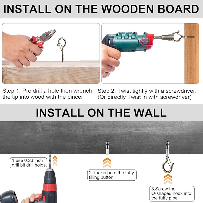 48 PCS Q-Hanger Hooks, Screw Hooks for Outdoor String Lights, Safety Buckle Design Cup Eye Hook for Hanging Christmas Lights, Plants, Mounted on Wall Ceiling, Include 1 Wing Nut Driver, Copper