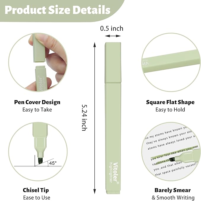 Highlighters Assorted Colors,10Pcs Bible Highlighters and Pens No Bleed, Assorted Colors, Pastel Set, Cute Marker Pens