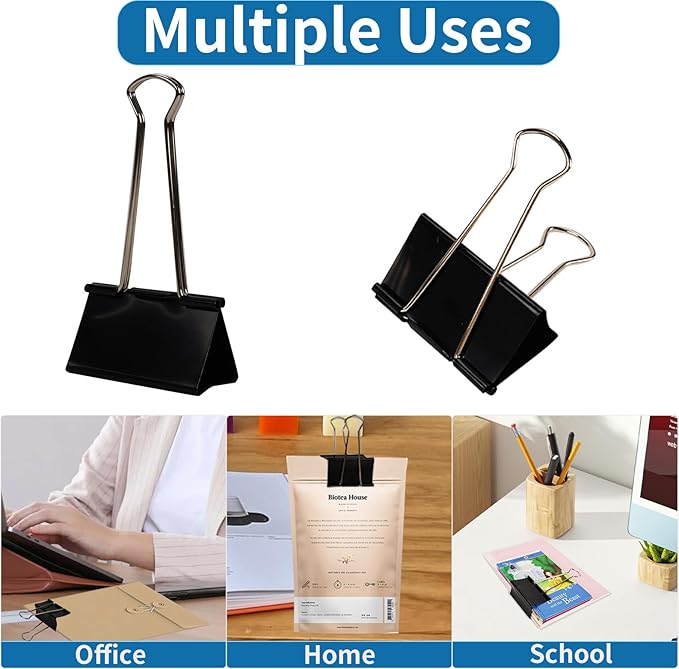 Jumbo Binder Clips 2.4 Inch, Extra Large Binder Clips 42 Pack, Heavy Duty Office Paper Clamps for Paper, Documents, School & Office Supplies