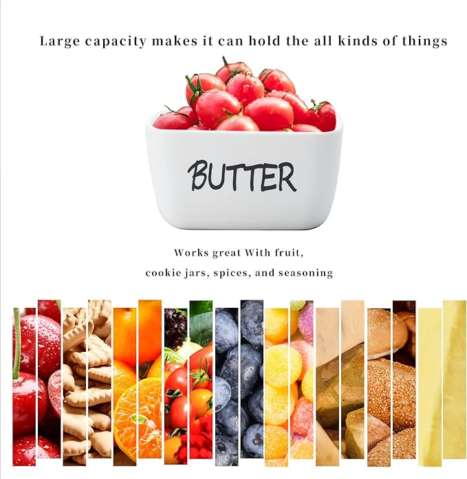 HAOTOP Large Porcelain Butter Dish with Lid Perfect for 4 Stick of Butter (White)