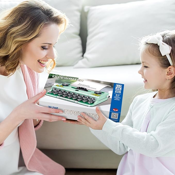 XIU Ideas Retro Typewriter Building Blocks Set,Typewriter mini Building Blocks Set for Adult,STEM Vintage Building Blocks Kit for Kid 6+(820pcs),Collectible Typewriter Display Model Green