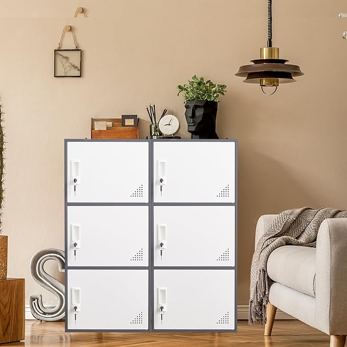 3 Door Metal Locker Steel Storage Cabinet, Office Storage Lockers for Employees, Vertical Metal Cabinets for Home,Office,School,Room Storage Organizer