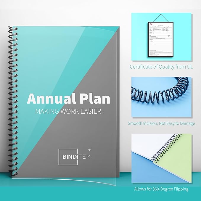 Binditek 50 Pack Plastic Spiral Binding Coils, 28mm (1-1/8"), 240 Sheet Capacity, 4:1 Pitch, Black, 48 Loops, for Letter Size, for Students and Coworkers