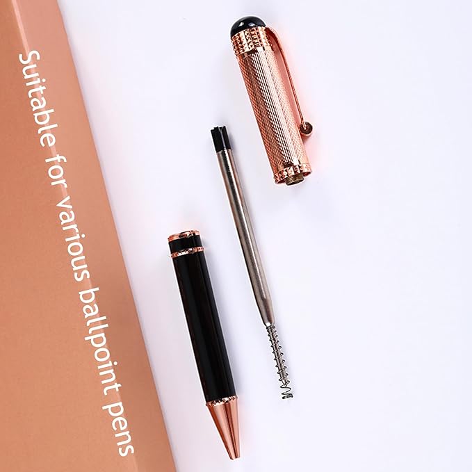 HeTaoCat Red Ink Refill Pack of 5, Replaceable Ballpoint Pen Refills, Medium Point Metal Refil (Red)