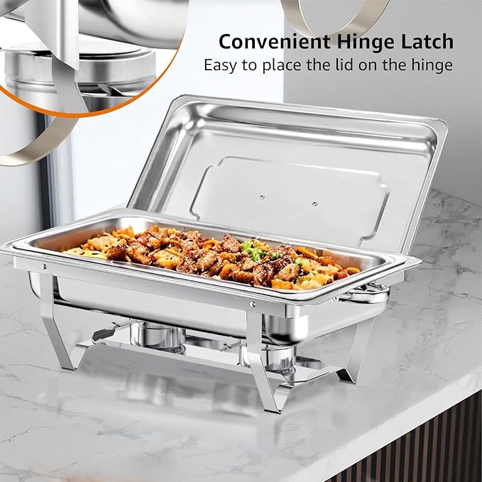 Chafing Dish Buffet Set, 8QT Stainless Steel Chafing Dishes for Buffet, Full Pan Chafing Dish, Buffet Servers and Warmers for Party, Wedding,Catering (5 PACK)