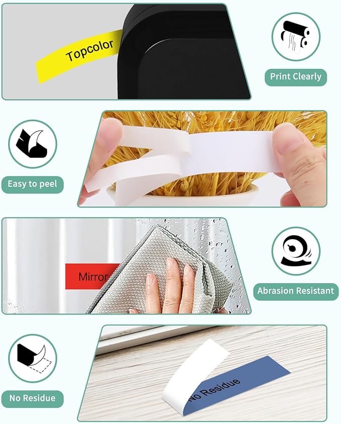 6-Pack 18mm 0.7" Laminated Tape Compatible for Brother P-Touch Label Tape 18mm 0.7 Inch Laminated Colored Tze Tz 3/4" Label for PTD400 PTD610BT PTD410 PTD600, White/Red/Yellow/Blue/Green/Pink