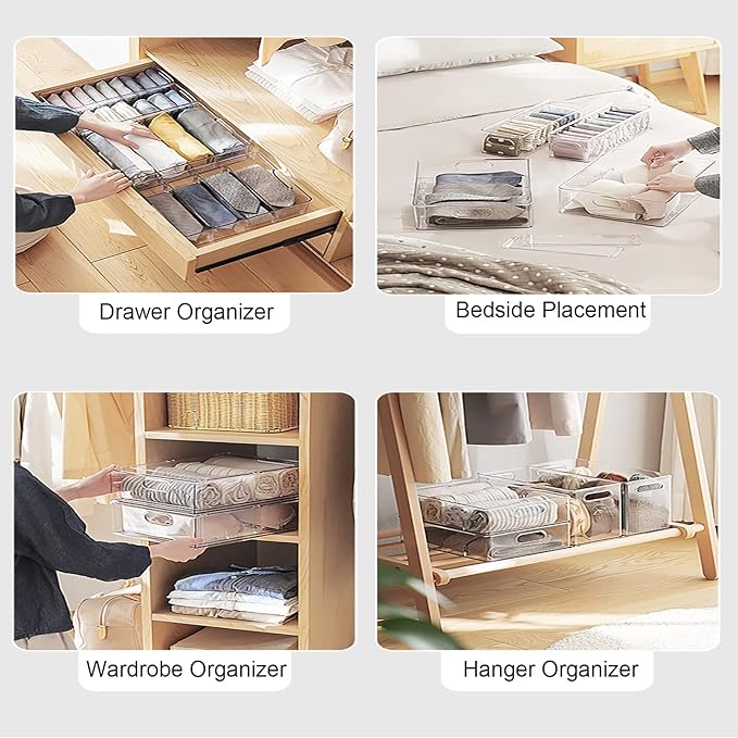 Abiudeng Refrigerator Organizer Bins, Refrigerator Storage Bins Drawers Stackable Clear Fridge Organizer - BPA Free Plastic Storage Drawers