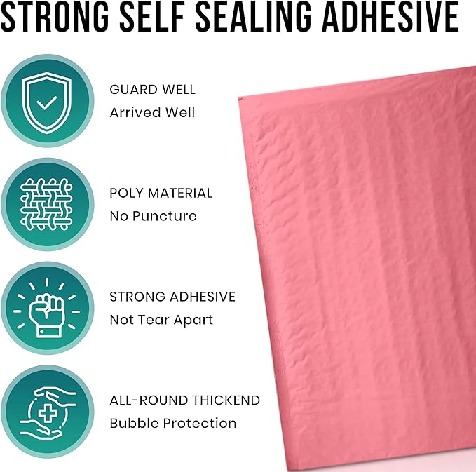 Levex - #0000 4" x 6" [10 Pack] Pink Poly Bubble Mailers, Padded Envelope Mailers, Packing Envelope & Mailing Bags for Shipping