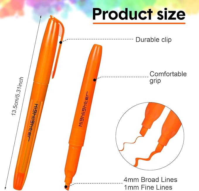 Thenshop 420 Pcs Highlighter Bulk Pack Assorted Colors Highlighter Markers Chisel Tip Fluorescent Pens for Office Classroom Back to School Supplies