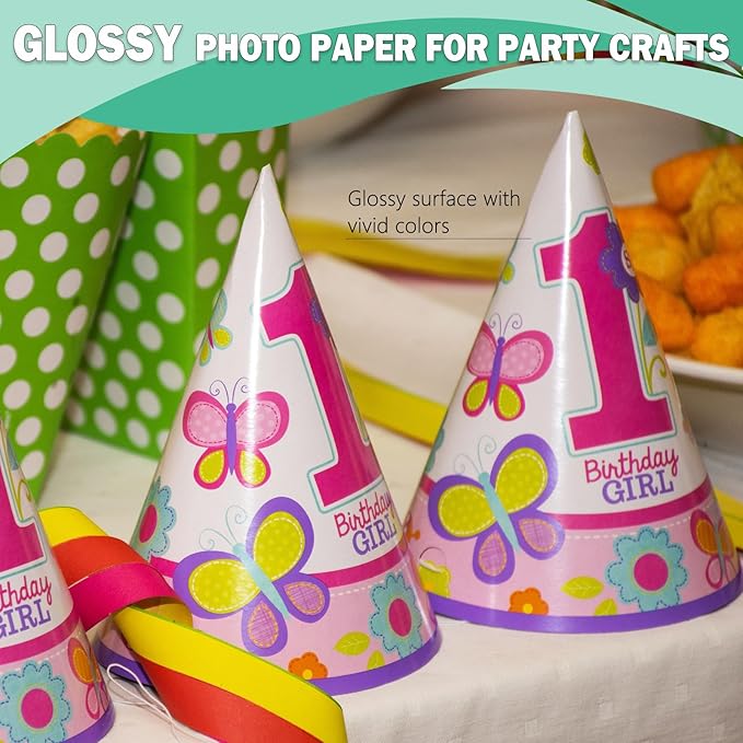 5x7 Glossy Photo Paper for Inkjet Printer, Thin Glossy Photo Paper for Chip Bags, 5R Photo Paper 36 lb, 100 Pack