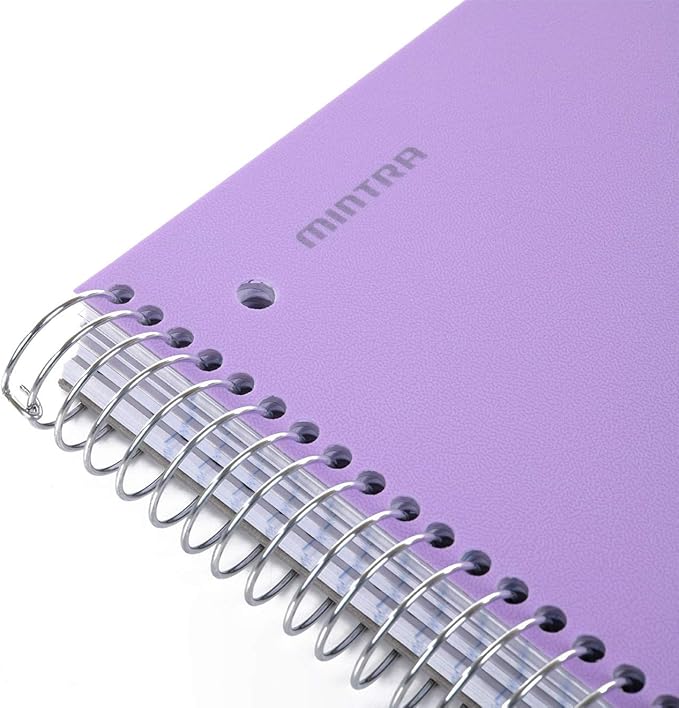 Mintra Office Durable Spiral Notebooks, 5 Subject (Lavender, Wide Ruled 1pk)
