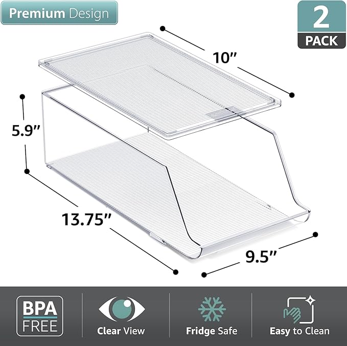 Sorbus Water Bottle Organizer for Fridge with Lid – Holds 9 Bottles – Stackable Drink Organizer for Refrigerator, Pantry, or Countertop – Clear BPA-Free Plastic Bottle Storage Holder