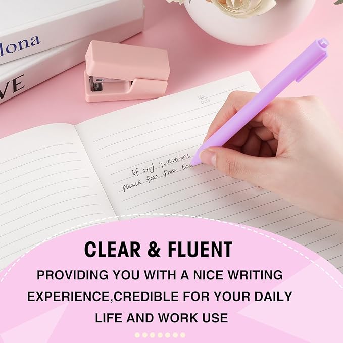 Teling 100 Pcs Ballpoint Pens Retractable Comfortable Cute Stylish Writing Pens in Medium Point 1.0 mm for Office Supplies(Light Purple)