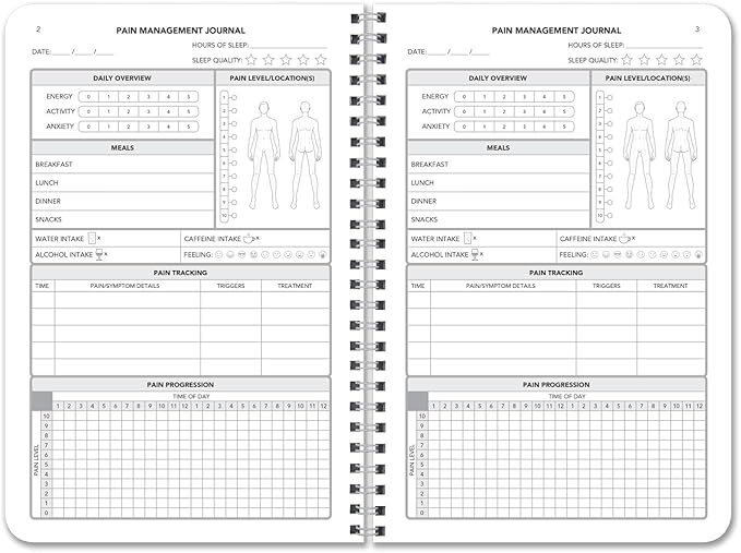 BookFactory Pain Log Book/Pain Management Logbook/Personal Medical Tracking Notebook - 100 Pages, 6'' x 9'', Wire-O (LOG-100-69CW-PP(Pain-Journal))