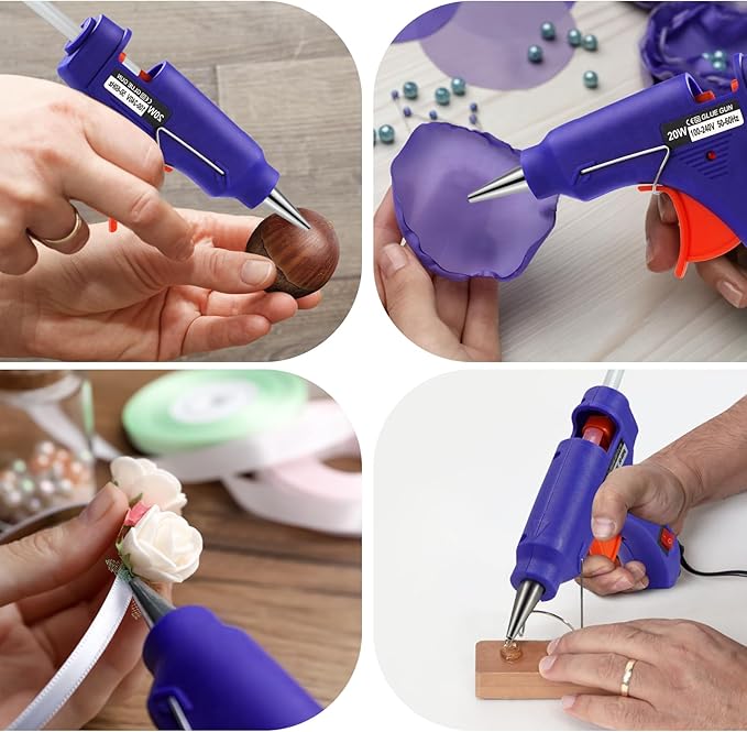 Mini Hot Glue Gun, Hot Melt Gun with 30 Glue Sticks for Arts Crafts, Mini Glue Gun Kit for Kids School Craft and Quick Home Repairs (Multicolored, 20W, 6 Pieces)